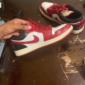 Red and White Low-Top Sneakers